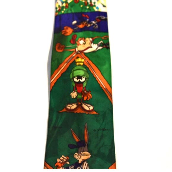 1993 Vintage Looney Tunes Mania Bugs The Home Run Silk Tie - Picture 3 of 4